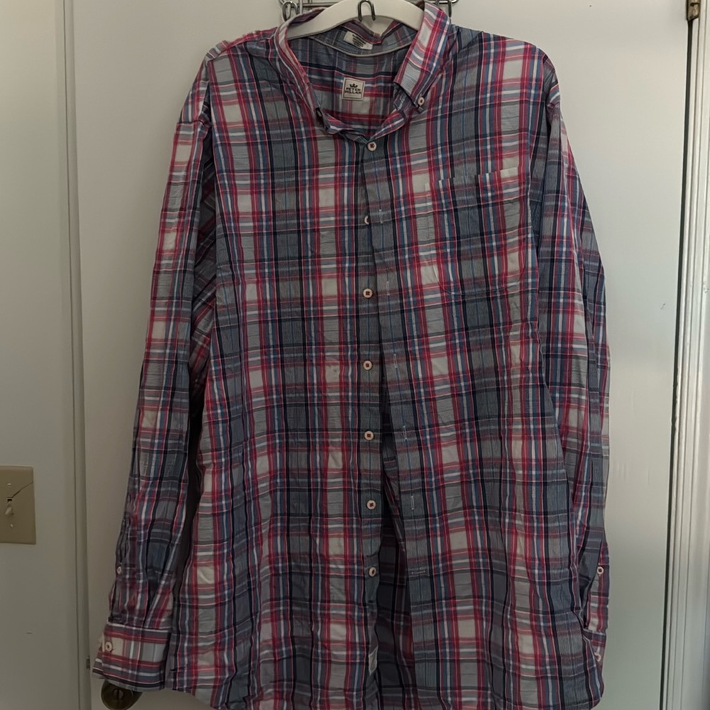 Peter Millar button downlong sleeve shirt, red white blue extra large tall